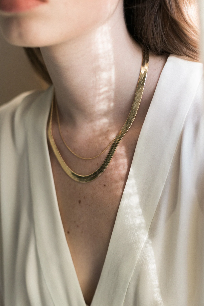 Lisbeth - XL Herringbone Necklace - Gold - Parc Shop