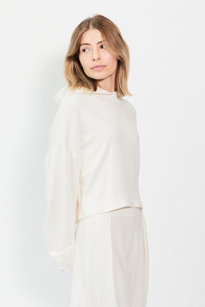 Corinne - Pia Cropped Hoodie - Ivory - Parc Shop