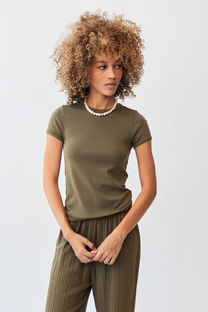 Donni Baby Rib Baby Tee in Olive at Parc Shop | Minneapolis, MN