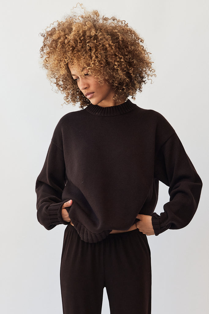 Donni Cotton Cashmere Crewneck Sweater in Espresso at Parc Shop | Minneapolis, MN