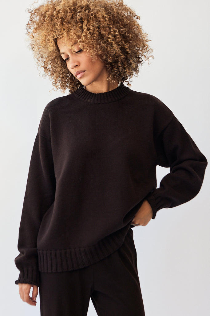 Donni Cotton Cashmere Crewneck Sweater in Espresso at Parc Shop | Minneapolis, MN