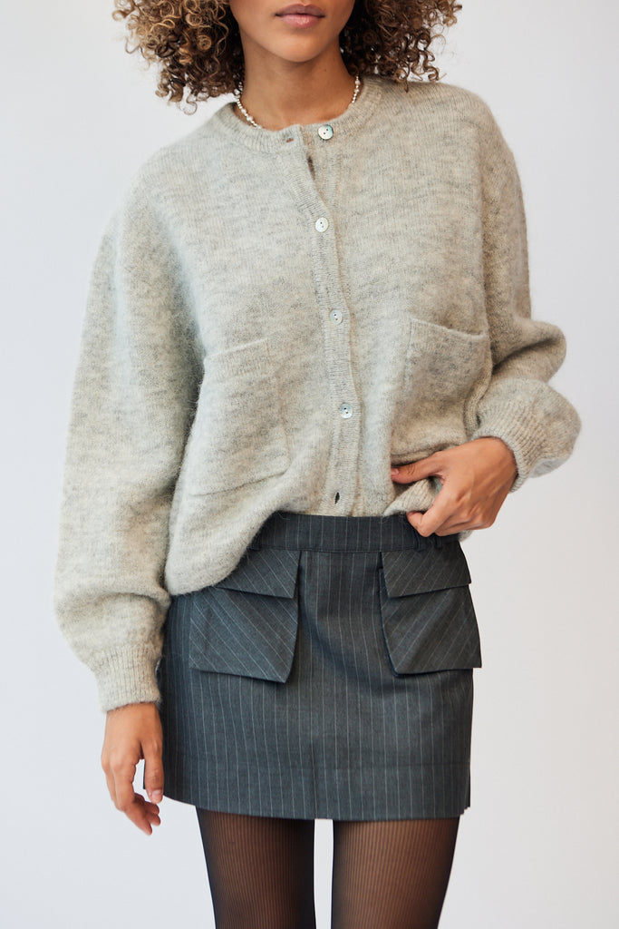 Find Me Now Preston Micro Mini Skirt in Grey Pinstripe at Parc Shop | Minneapolis, MN