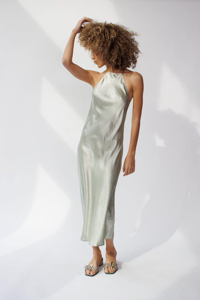 Ali Golden High Neck Bias Dress in Sage at Parc Shop | Minneapolis, MN