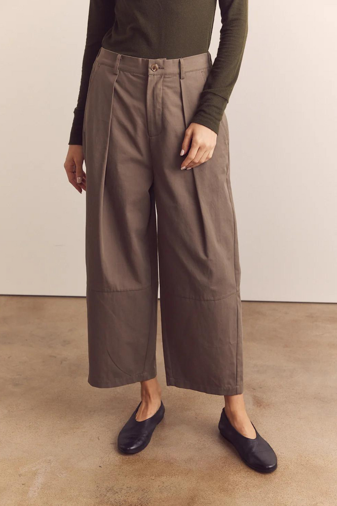 Amente Ankle Length Wide Leg Trouser in Mud at Parc Shop | Minneapolis, MN