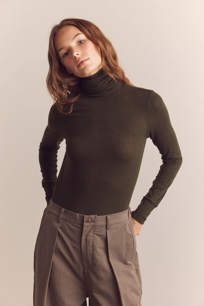 Amente Wool Blend Lightweight Turtleneck in Olive at Parc Shop | Minneapolis, MN