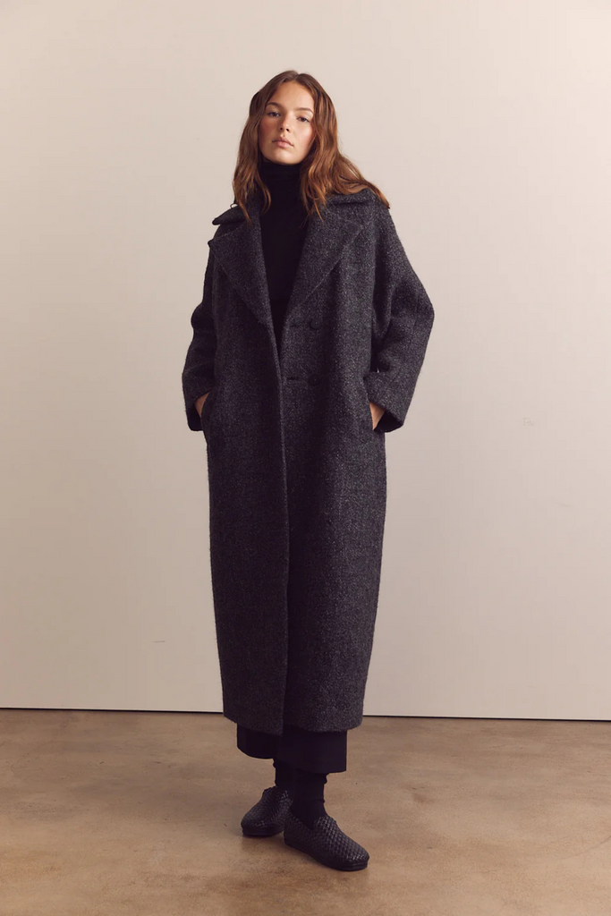 Amente Wool Blend Maxi Coat in Dark Heather Grey at Parc Shop | Minneapolis, MN