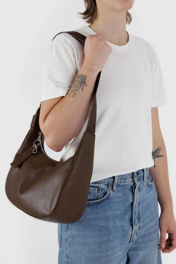 Baggu Medium Recycled Leather Crescent Bag in Brown at Parc Shop | Minneapolis, MN