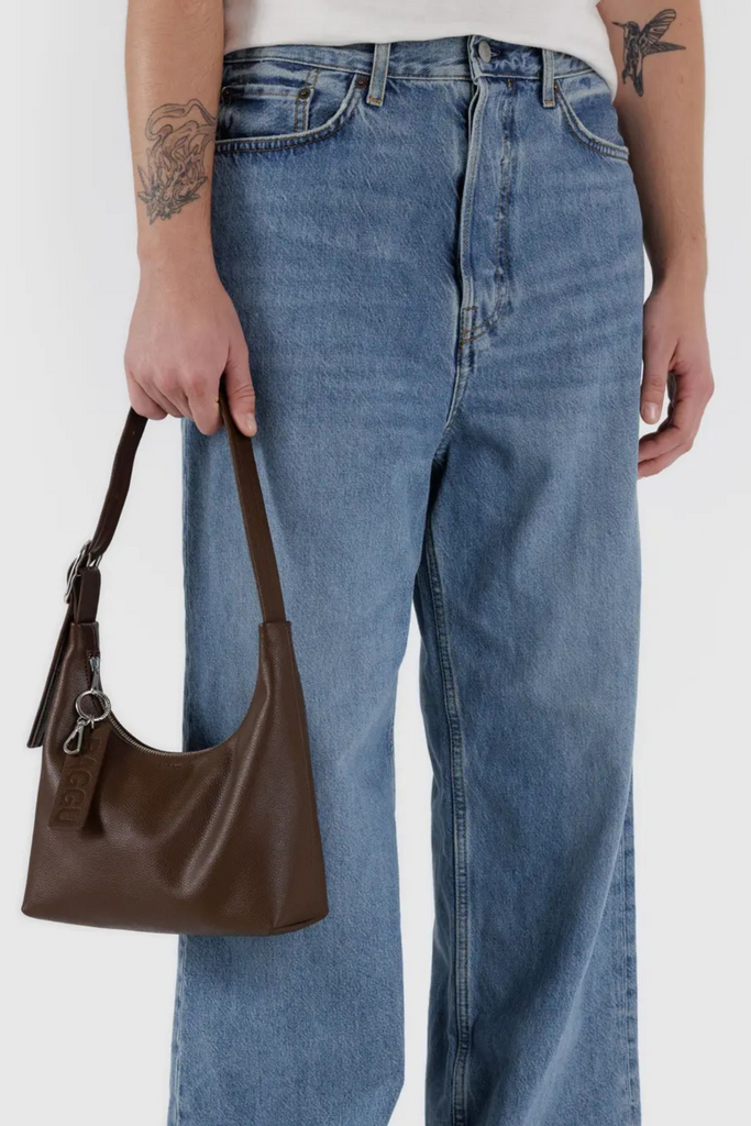 Baggu Mini Recycled Leather Shoulder Bag in Brown at Parc Shop | Minneapolis, MN