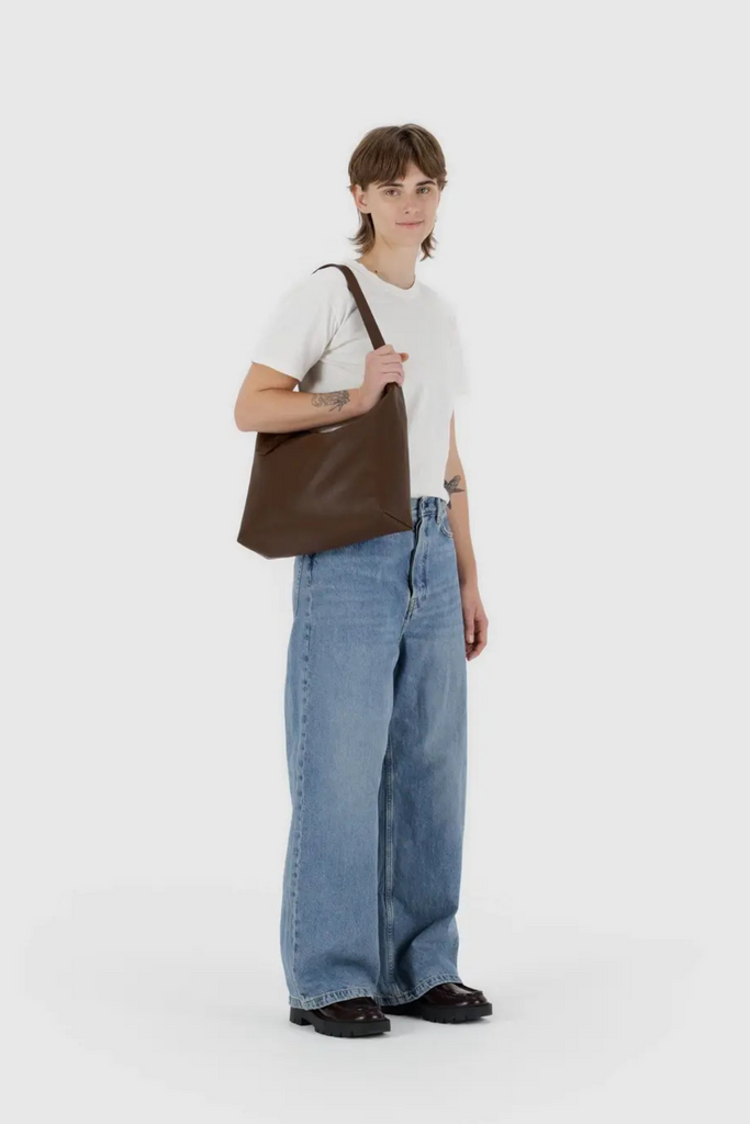 Baggu Recycled Leather Shoulder Bag in Brown at Parc Shop | Minneapolis, MN