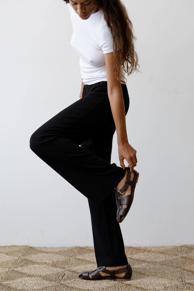 Donni Baby Rib Scallop Pant in Jet at Parc Shop