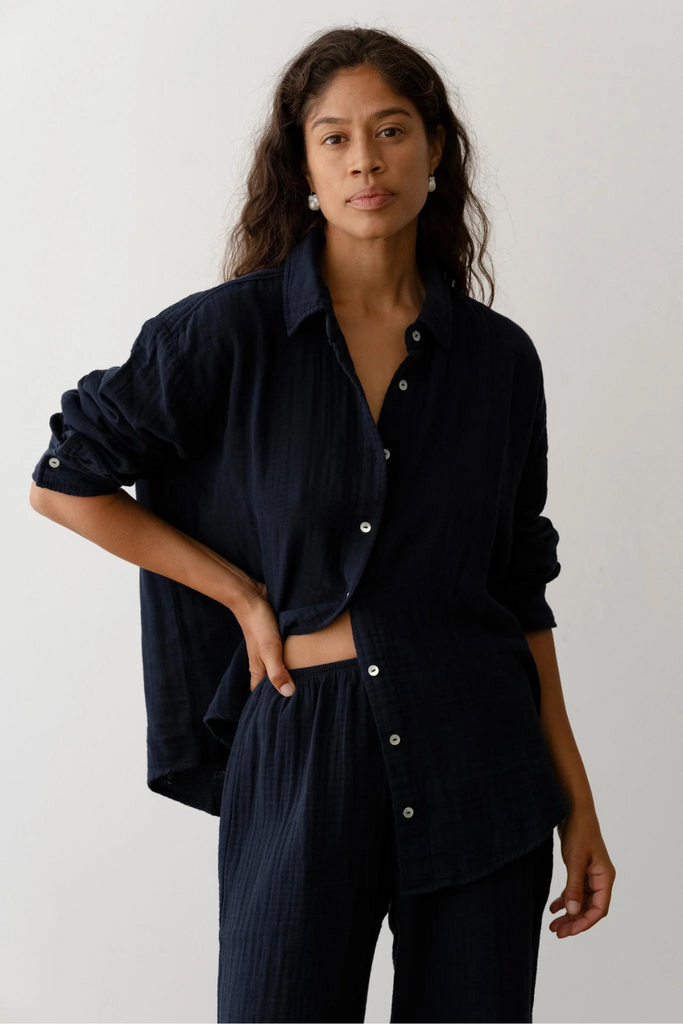 Donni Bubble Shirt in Navy at Parc Shop