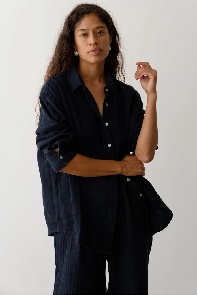 Donni Bubble Shirt in Navy at Parc Shop