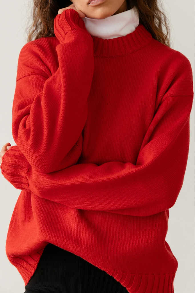 Donni Cotton Cashmere Crewneck Sweater in Tomato at Parc Shop | Minneapolis, MN