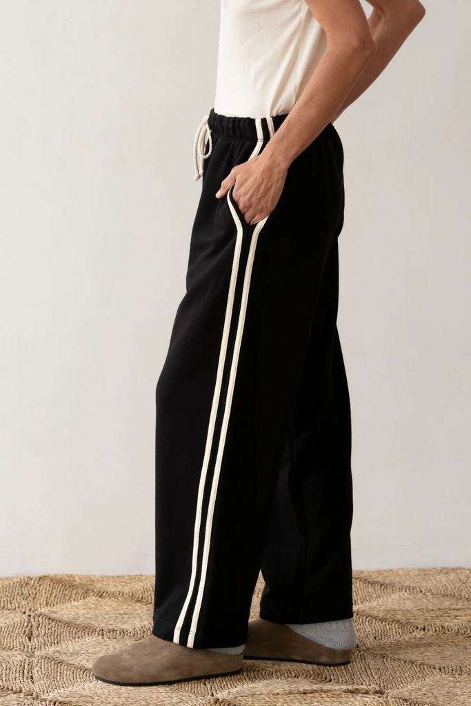 Donni Eco-Terry Stripe Crop Pant in Black at Parc Shop | Minneapolis, mN