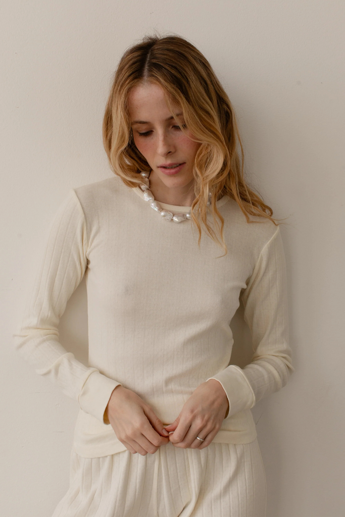 Donni Pointelle Long Sleeve in Creme at Parc Shop | Minneapolis, MN