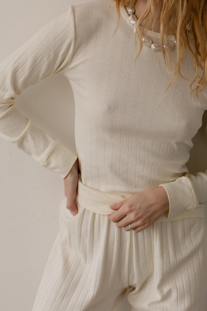 Donni Pointelle Long Sleeve in Creme at Parc Shop | Minneapolis, MN