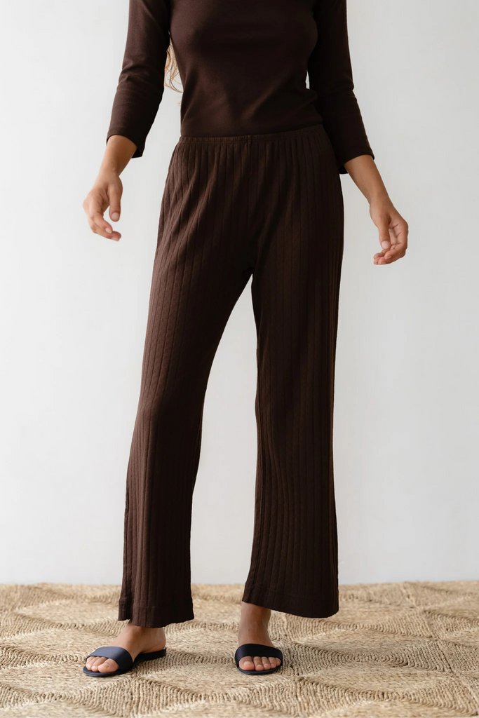 Donni Pointelle Simple Crop Pant in Espresso at Parc Shop | MInneapolis, MN