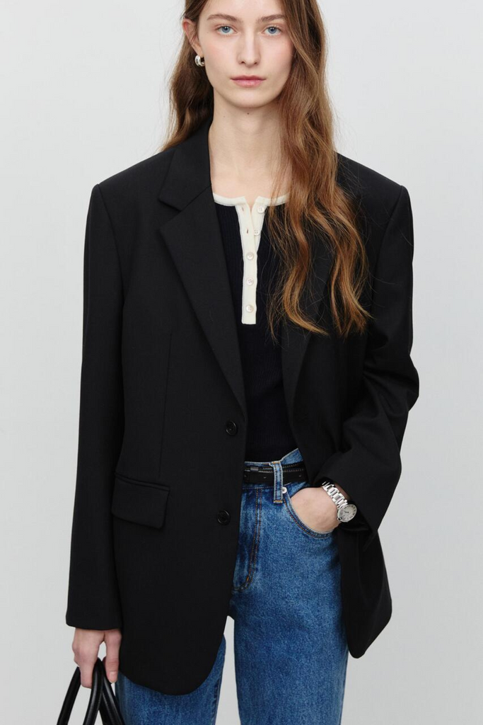 Dunst Unisex 2 Button Wool Blazer in Black at Parc Shop | Minneapolis, MN