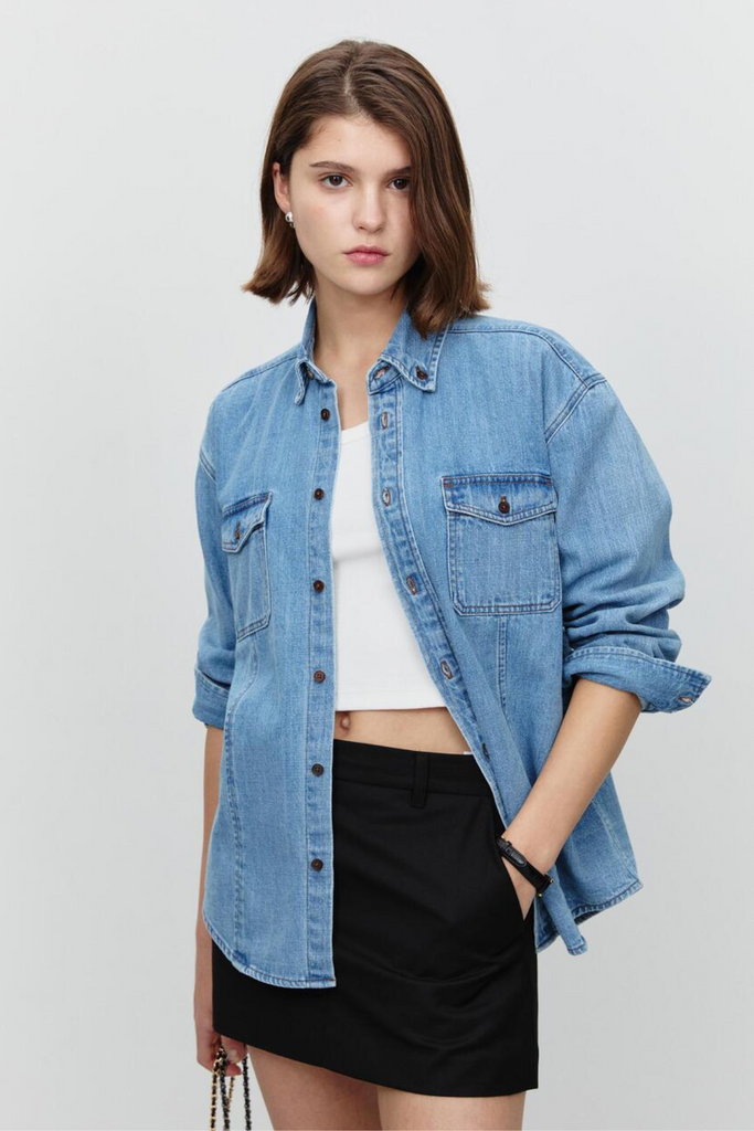 Dunst Unisex Classic Denim Shirt in classic blue at Parc Shop | Minneapolis, MN