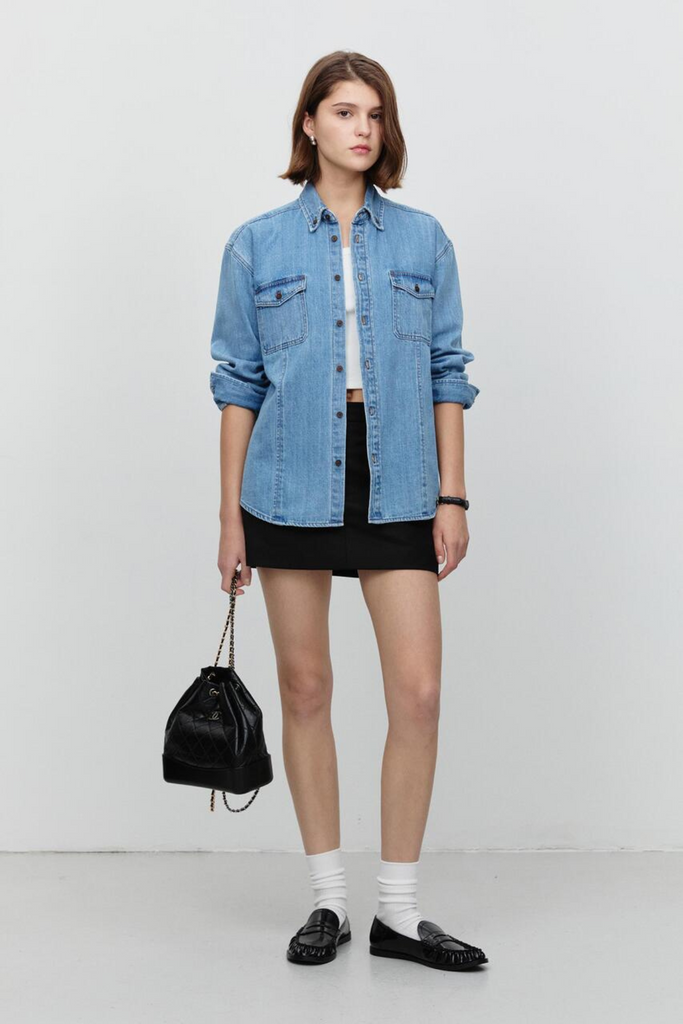 Dunst Unisex Classic Denim Shirt in classic blue at Parc Shop | Minneapolis, MN