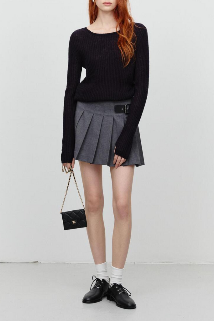 Dunst Mini Pleats Skirt in Melange Grey at Parc Shop | Minneapolis, MN 