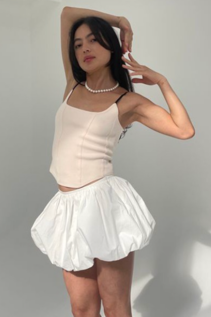 Find Me Now Poplin Mini Skirt in Cloud at Parc Shop