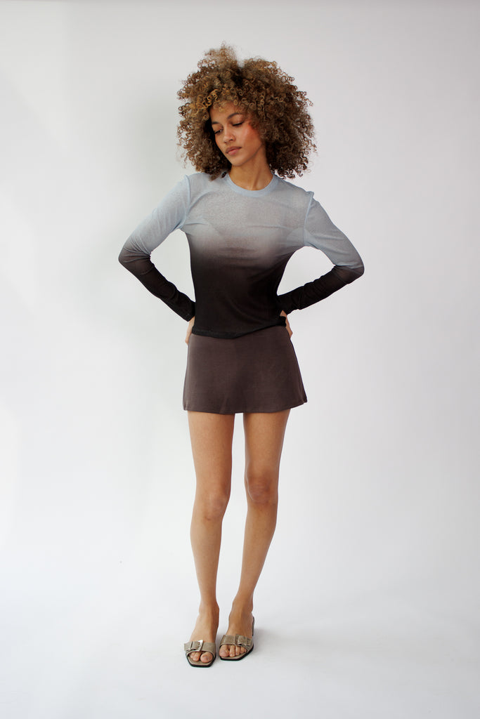 Geel Aria Mini Skirt in Brown at Parc Shop | Minneapolis, MN