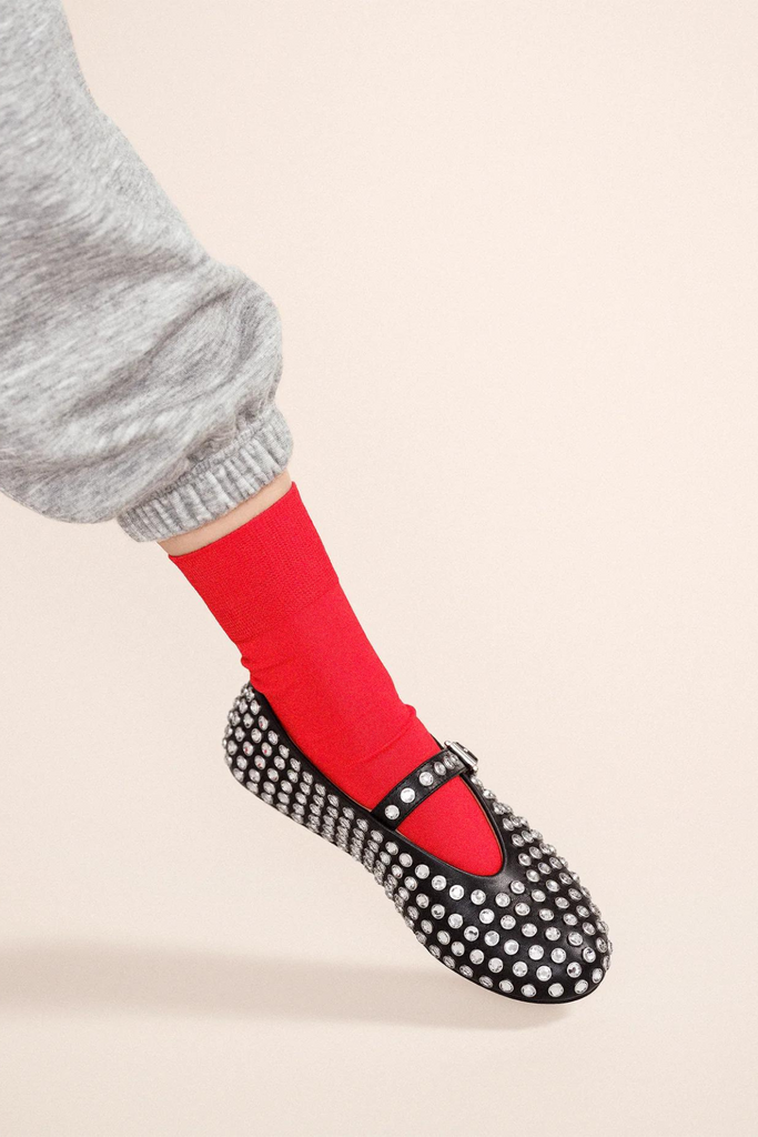 Hansel From Basel Trouser Crew Socks in Candy Apple at Parc Shop