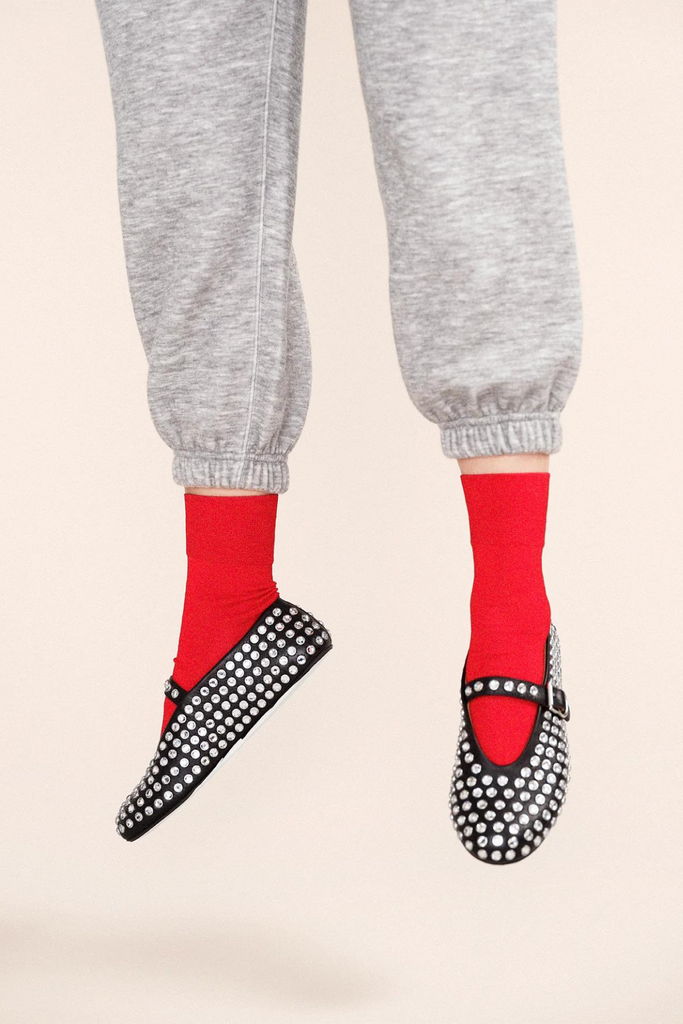 Hansel From Basel Trouser Crew Socks in Candy Apple at Parc Shop