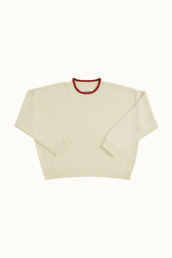 James Street Blake Pullover in Natural + Red Trim at Parc Shop | Minneapolis, MN