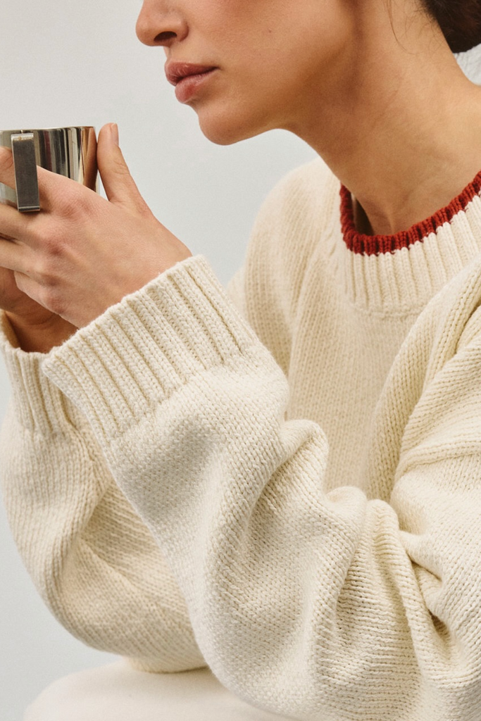 James Street Blake Pullover in Natural + Red Trim at Parc Shop | Minneapolis, MN