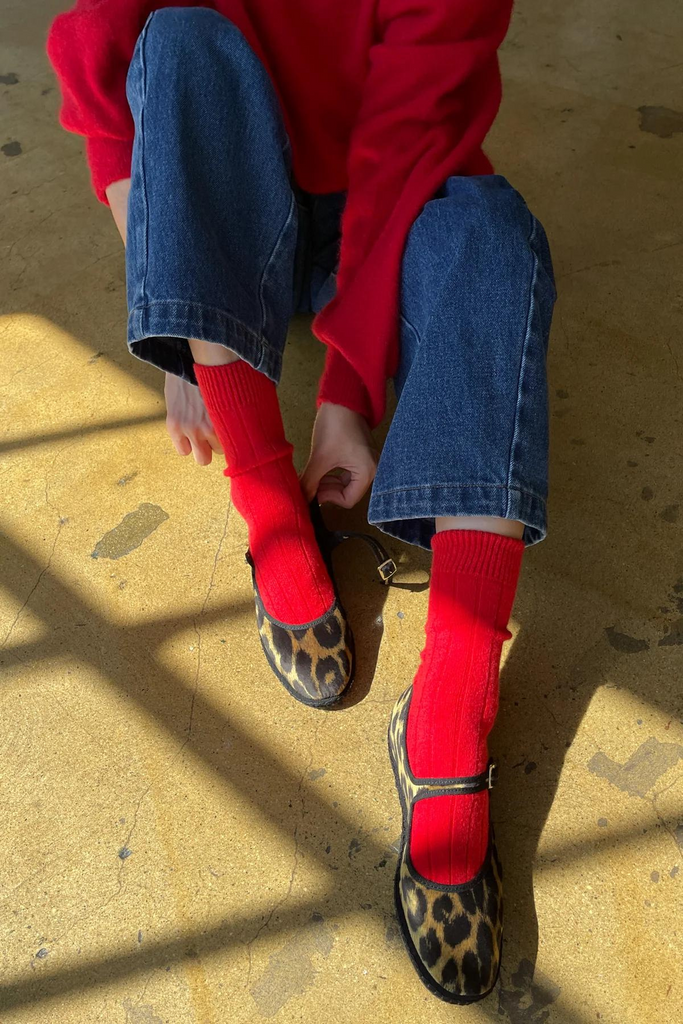 Le Bon Shoppe Classic Cashmere Socks in Red at Parc Shop