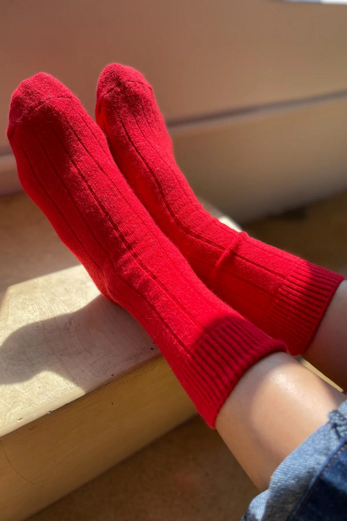 Le Bon Shoppe Classic Cashmere Socks in Red at Parc Shop