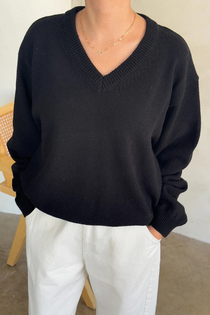 Le Bon Shoppe Gabby Cotton Sweater in Black at Parc Shop | Minneapolis, MN