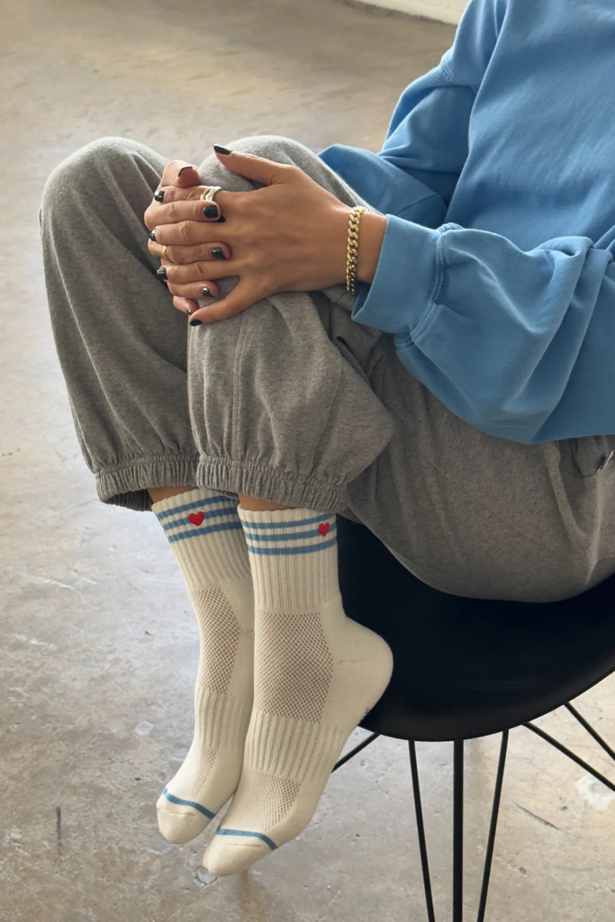 Le Bon Shoppe Embroidered Girlfriend Socks in Ivory + Heart at Parc Shop | Minneapolis, MN