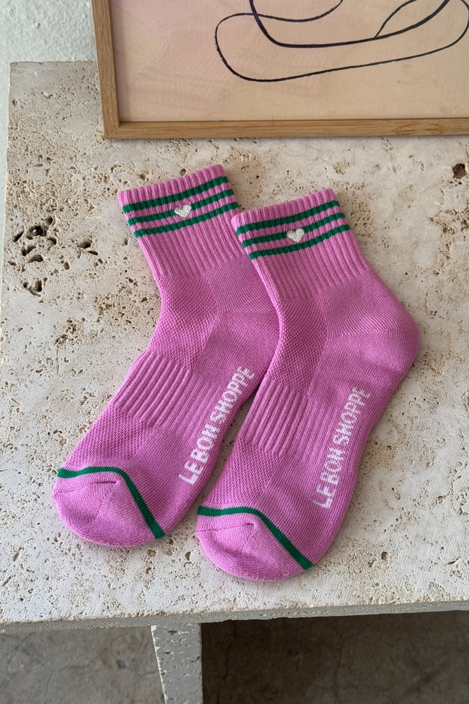 Le Bon Shoppe Embroidered Girlfriend Socks in Rose Pink + Heart at Parc Shop | Minneapolis, MN