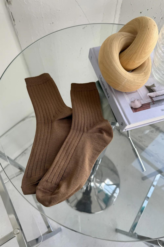 Le Bon Shoppe Her Socks in Dark Tan at Parc Shop