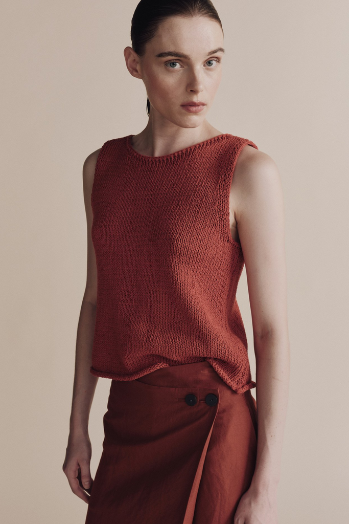 Mijeong Park Boat Neck Knit Tank in Red at Parc Shop | Minneapolis, MN