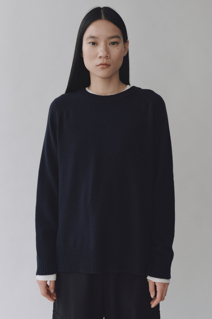 Mijeong Park Cashmere Blend Crewneck Knit in Navy at Parc Shop | Minneapolis, MN