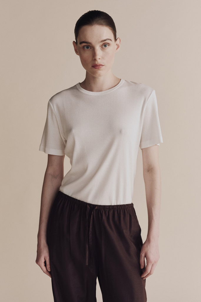 Mijeong Park Cotton Tencel Ribbed T-Shirt in White at Parc Shop | Minneapolis, MN