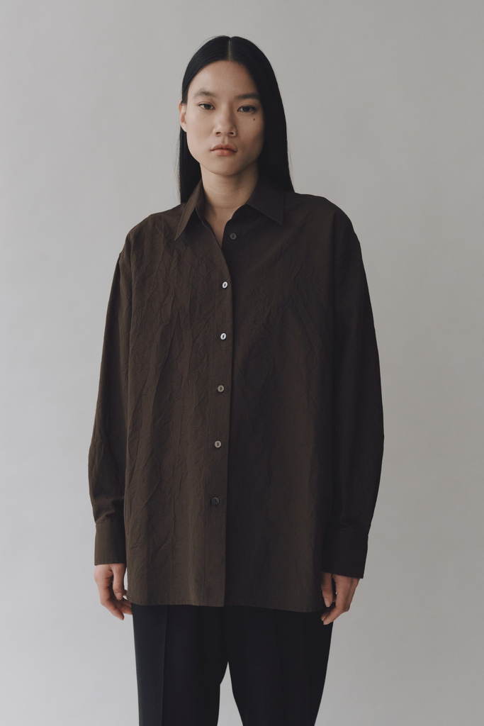 Mijeong Park Crinkled Oversized Shirt in Brown at Parc Shop | Minneapolis, MN