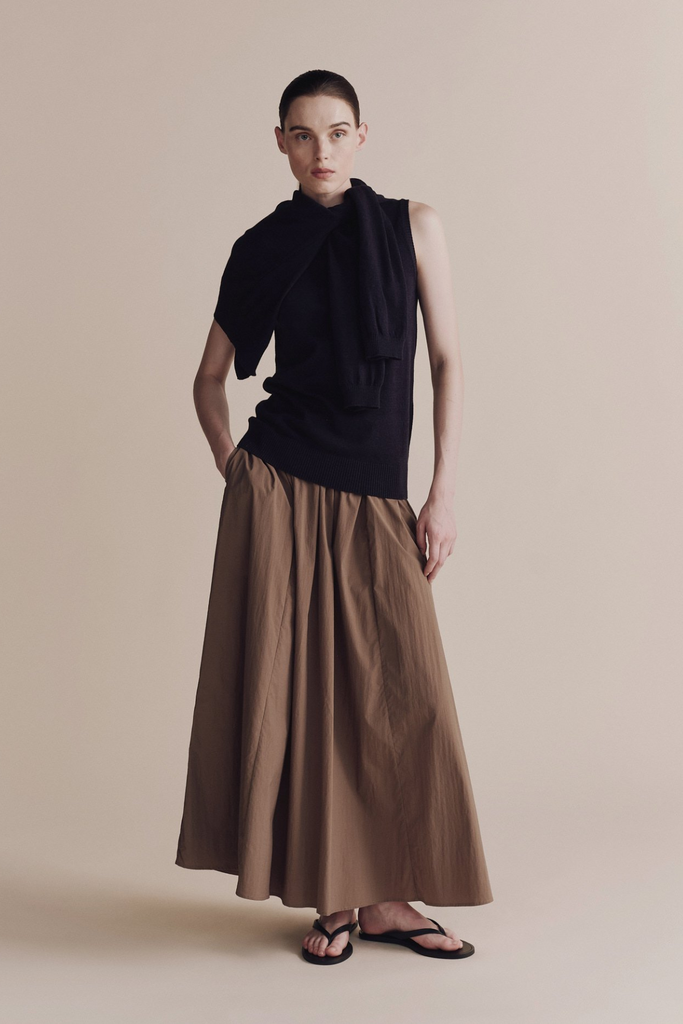 Mijeong Park Gathered Maxi Skirt in Light Brown at Parc Shop | Minneapolis, MN