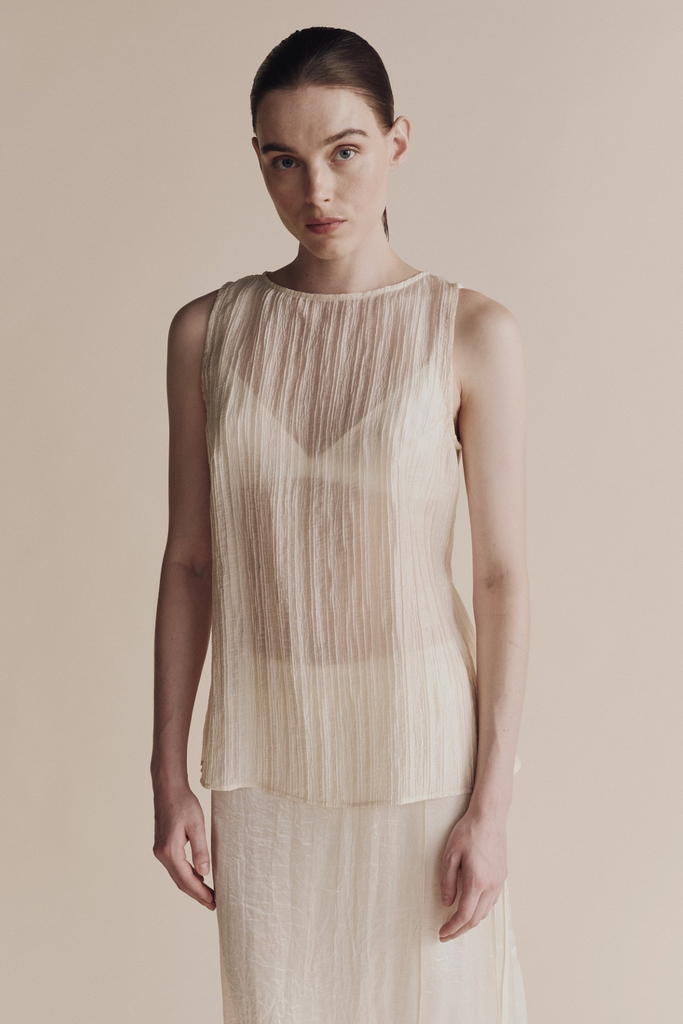 Mijeong Park Pleated Top in Cream at Parc Shop | Minneapolis, MN