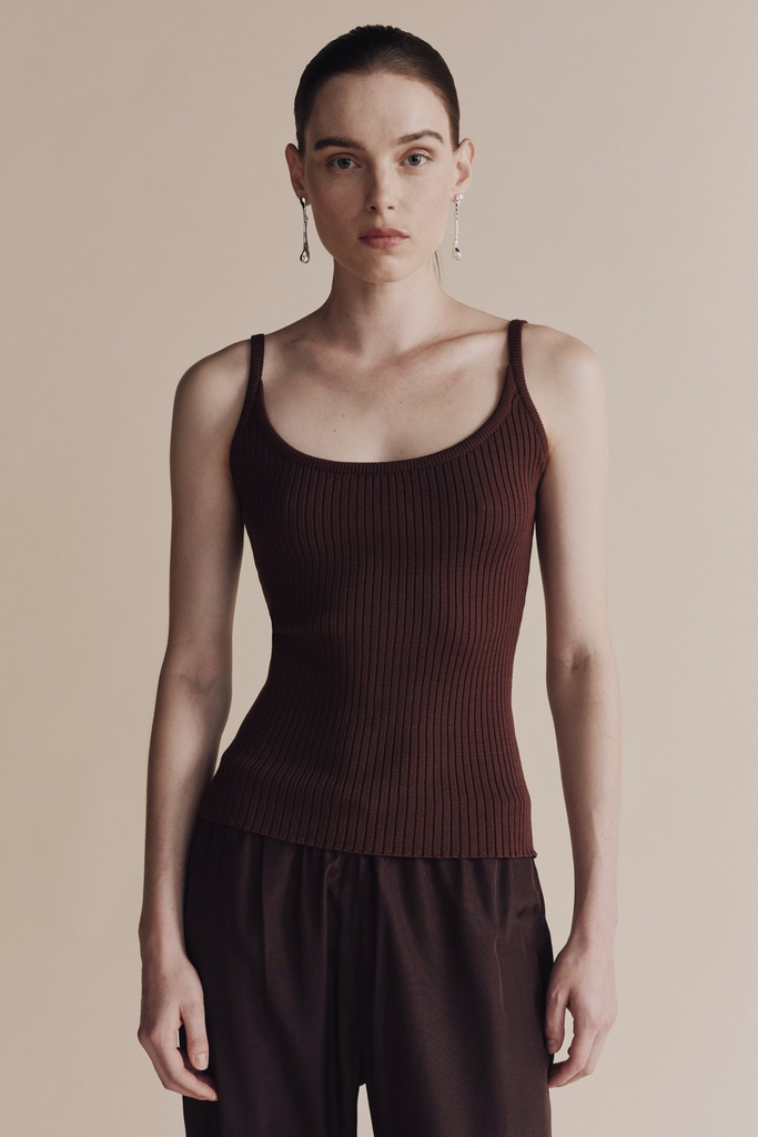 Mijeong Park Ribbed Knit Tank in Brown at Parc Shop | Minneapolis, MN