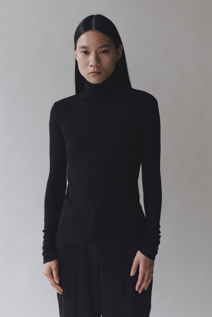 Merewif Thin Ribbed Roll Neck Top Black at Parc Shop | Minneapolis, MN 