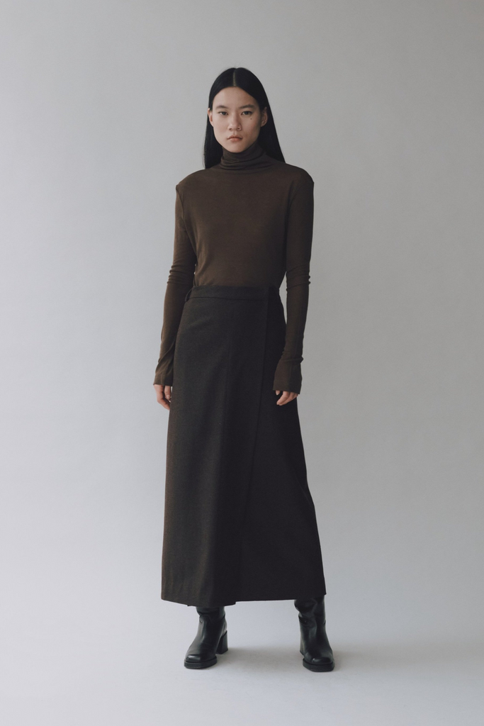 Mijeong Park Thin Ribbed Roll Neck Top in Brown at Parc Shop | Minneapolis, MN