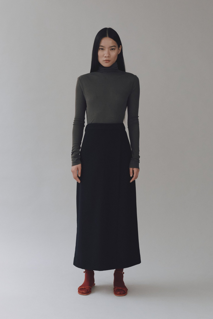 Mijeong Park Thin Ribbed Roll Neck Top in Dark Gray at Parc Shop | Minneapolis, MN