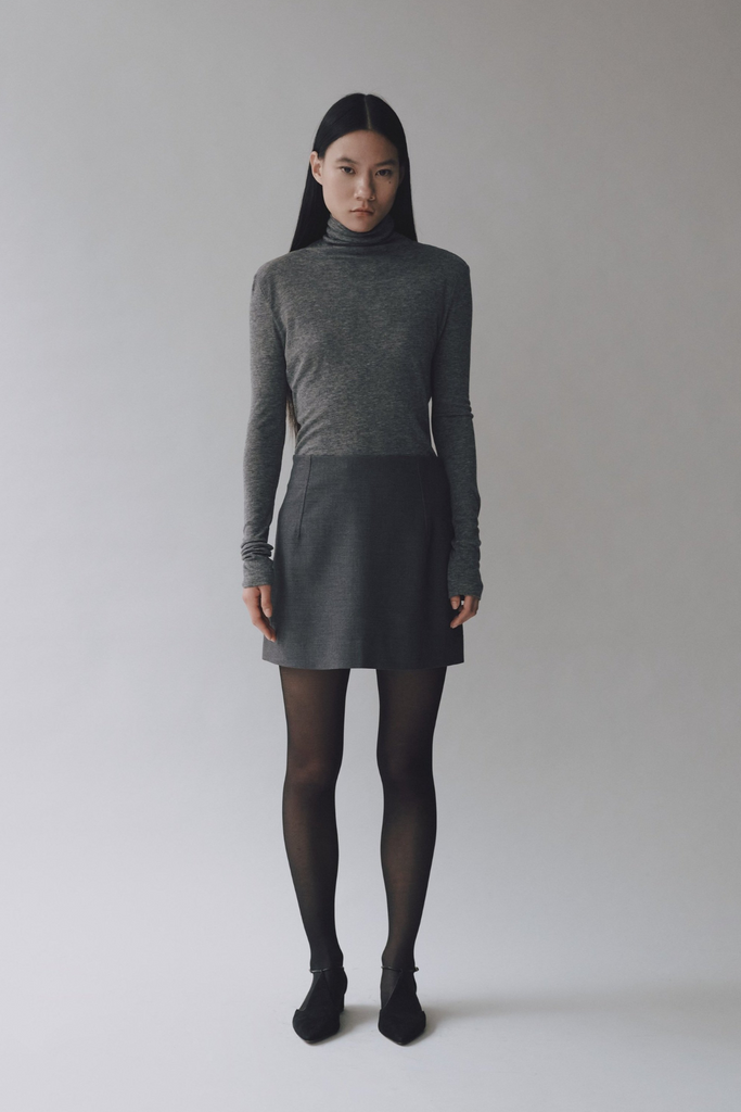 Mijeong Park Thin Ribbed Roll Neck Top in Heather Gray at Parc Shop | Minneapolis, MN