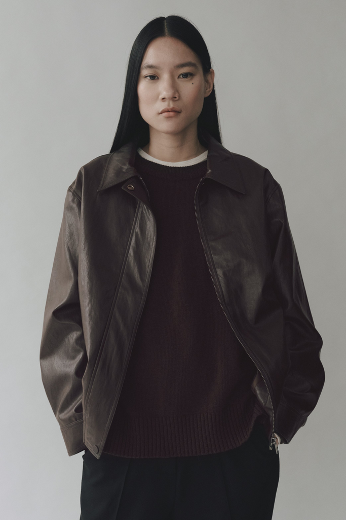 Mijeong Park Vegan Leather Blouson in Brown at Parc Shop | Minneapolis, MN