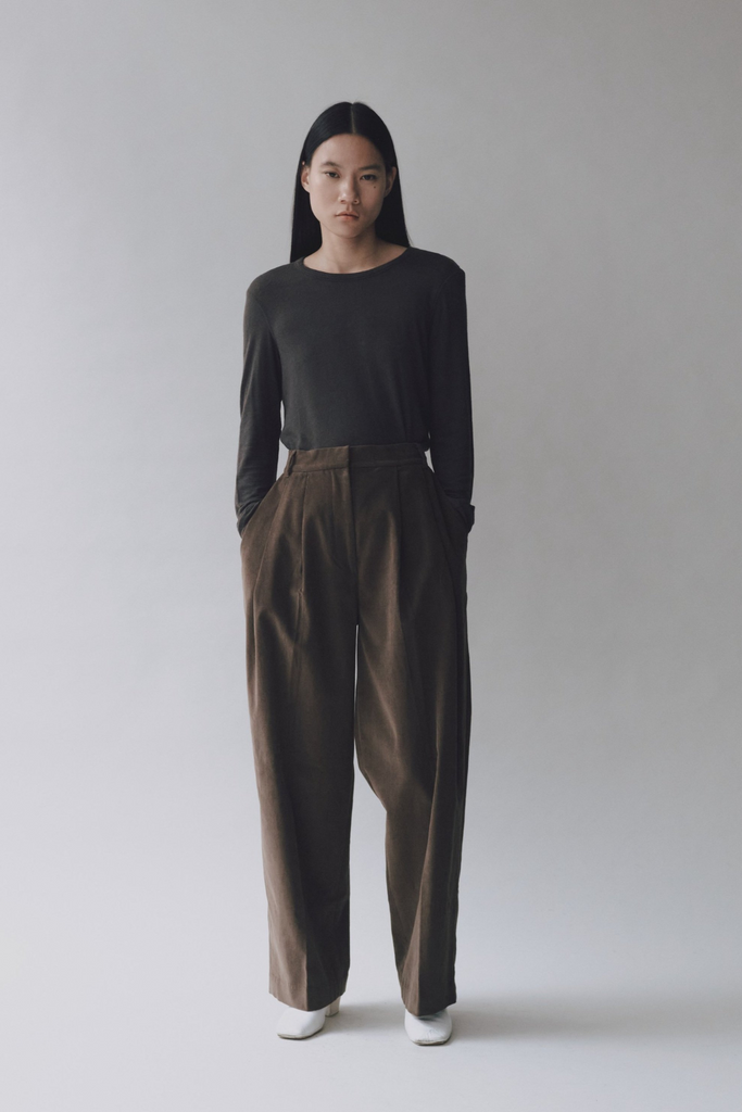 Mijeong Park Wool Tencel Crewneck Top in Charcoal at Parc Shop | Minneapolis, MN